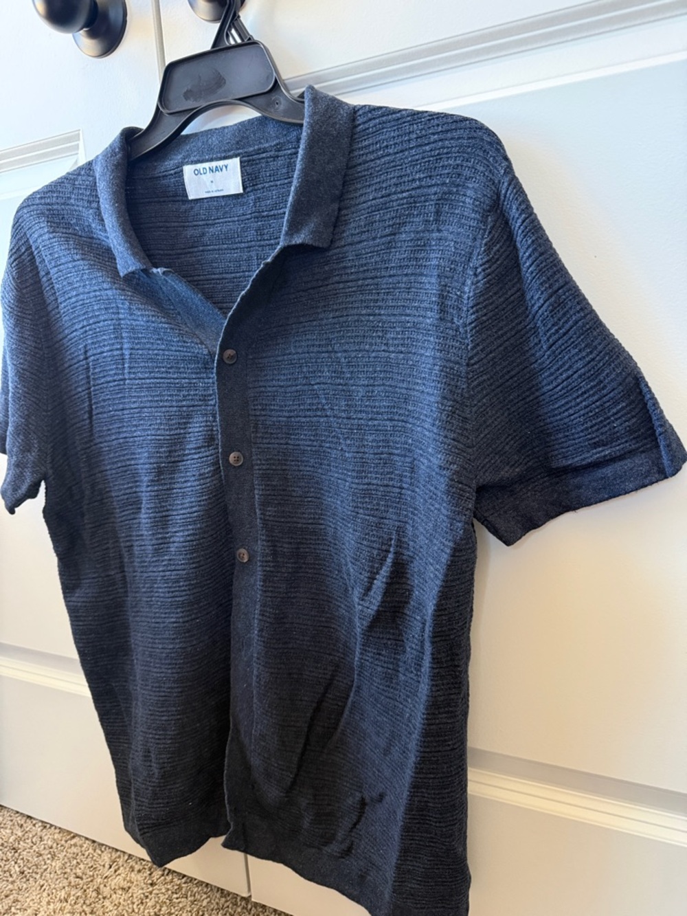 Old Navy Men's Textured Short Sleeve Polo - Navy Blue